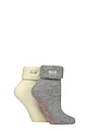Women's 2 Pair Elle Thermal Bed and Slipper Socks - Light Grey