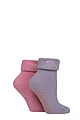 Women's 2 Pair Elle Thermal Bed and Slipper Socks - Soft Pastel
