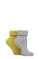 Ladies 2 Pair Elle Thermal Bed and Slipper Socks - Autumn Apple