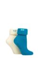 Ladies 2 Pair Elle Thermal Bed and Slipper Socks - Blue Coral