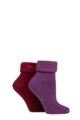 Ladies 2 Pair Elle Thermal Bed and Slipper Socks - Merlot