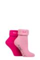 Ladies 2 Pair Elle Thermal Bed and Slipper Socks - Smokey Pink