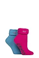 Women's 2 Pair Elle Thermal Bed and Slipper Socks - Fuschia / Blue