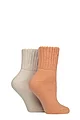 Women's 2 Pair Elle Cosy Home and Bed Socks - Coral Blaze