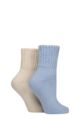 Women's 2 Pair Elle Cosy Home and Bed Socks - Powder Blue