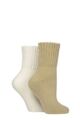 Women's 2 Pair Elle Cosy Home and Bed Socks - Classic Beige
