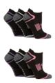 Ladies 6 Pair SOCKSHOP Performance Sport Half Cushioned Tech Trainer Socks - Black