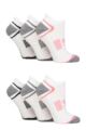 Ladies 6 Pair SOCKSHOP Performance Sport Half Cushioned Tech Trainer Socks - White