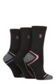 Ladies 3 Pair SOCKSHOP Performance Sport Cushioned Crew Socks - Black