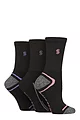 Women's 3 Pair SOCKSHOP Performance Sport Cushioned Crew Socks - Black