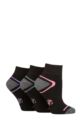 Ladies 3 Pair SOCKSHOP Performance Sport Cushioned Ankle Socks - Black