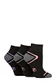 Women's 3 Pair SOCKSHOP Performance Sport Cushioned Ankle Socks - Black