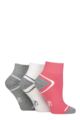 Ladies 3 Pair SOCKSHOP Performance Sport Cushioned Ankle Socks - Mix