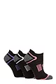 Women's 3 Pair SOCKSHOP Performance Sport Half Cushioned Tech Trainer Socks - Black