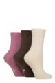 Women's 3 Pair SOCKSHOP Wool Blend Thermal Socks - Chocolate / Wheat / Rose