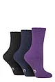 Women's 3 Pair SOCKSHOP Wool Blend Thermal Socks - Sapphire / Black / Purple