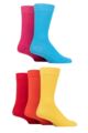 Mens 5 Pair SOCKSHOP Plain and Patterned Cotton Socks with Gentle Grip Tops - Bright Plain