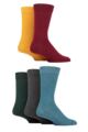 Mens 5 Pair SOCKSHOP Plain and Patterned Cotton Socks with Gentle Grip Tops - Deep Plain