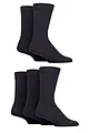 Mens 5 Pair SOCKSHOP Plain and Patterned Cotton Socks with Gentle Grip Tops - Navy Plain