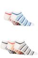 Mens 5 Pair SOCKSHOP Plain Regenerated Eco-Cotton Striped Trainer Socks - White Stripe
