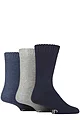 Mens 3 Pair SOCKSHOP Wool Blend Thermal Socks - Blue / Grey / Navy