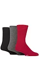 Mens 3 Pair SOCKSHOP Wool Blend Thermal Socks - Crimson / Black / Charcoal