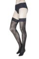 Ladies 1 Pair Trasparenze Soave Patterned Opaque Hold Ups - Black