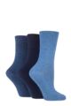 Kids 3 Pair Gentle Grip Plain Cotton Socks - Navy