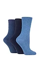 Kids 3 Pair Gentle Grip Plain Cotton Socks - Navy