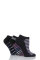 Ladies 3 Pair Jennifer Anderton Patterned Cotton Trainer Socks - Stripe Black