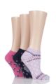 Ladies 3 Pair Jennifer Anderton Patterned Cotton Trainer Socks - Tapestry Pink