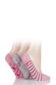 Ladies 3 Pair Jennifer Anderton Striped Cotton Invisible Socks - Pink
