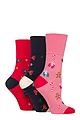 Women's 3 Pair SOCKSHOP Gentle Grip Bamboo Christmas Socks - Mixed Pattern