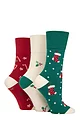 Women's 3 Pair SOCKSHOP Gentle Grip Bamboo Christmas Socks - Stockings / Holly / Candy Canes