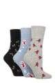 Ladies 3 Pair SOCKSHOP Gentle Grip Christmas Socks - Noel
