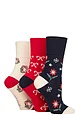 Women's 3 Pair SOCKSHOP Gentle Grip Cotton Christmas Socks - Wreath / Bow / Poinsettia