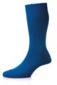 Mens 1 Pair Pantherella Merino Wool Rib Socks - Petrol Blue