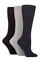 Women's 3 Pair SOCKSHOP Gentle Grip Plain and Patterned Knee High Socks - Black / Navy / Grey