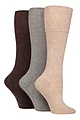 Women's 3 Pair SOCKSHOP Gentle Grip Plain and Patterned Knee High Socks - Natural