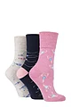 Women's 3 Pair Gentle Grip Fun Feet Socks - Seabed