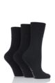 Ladies 3 Pair Gentle Grip Plain Cotton Socks - Black