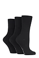 Women's 3 Pair Gentle Grip Plain Cotton Socks - Black