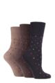 Ladies 3 Pair Gentle Grip Patterned and Striped Socks - Dots Neutrals