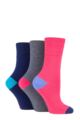 Ladies 3 Pair Gentle Grip Colourburst Socks - Colour Prism