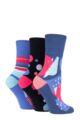 Ladies 3 Pair Gentle Grip Colourburst Socks - Colour Pop
