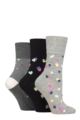 Ladies 3 Pair Gentle Grip Colourburst Socks - Sweetheart