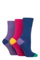 Women's 3 Pair Gentle Grip Colourburst Socks - Pink / Vibrant Lilac / Dusk Blue