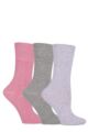 Ladies 3 Pair Gentle Grip Sammy Plain Cotton Socks - Assorted