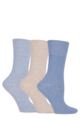 Ladies 3 Pair Gentle Grip Eva Plain Cotton Socks - Denim