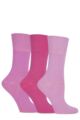 Ladies 3 Pair Gentle Grip Blossom Plain Cotton Socks - Pink